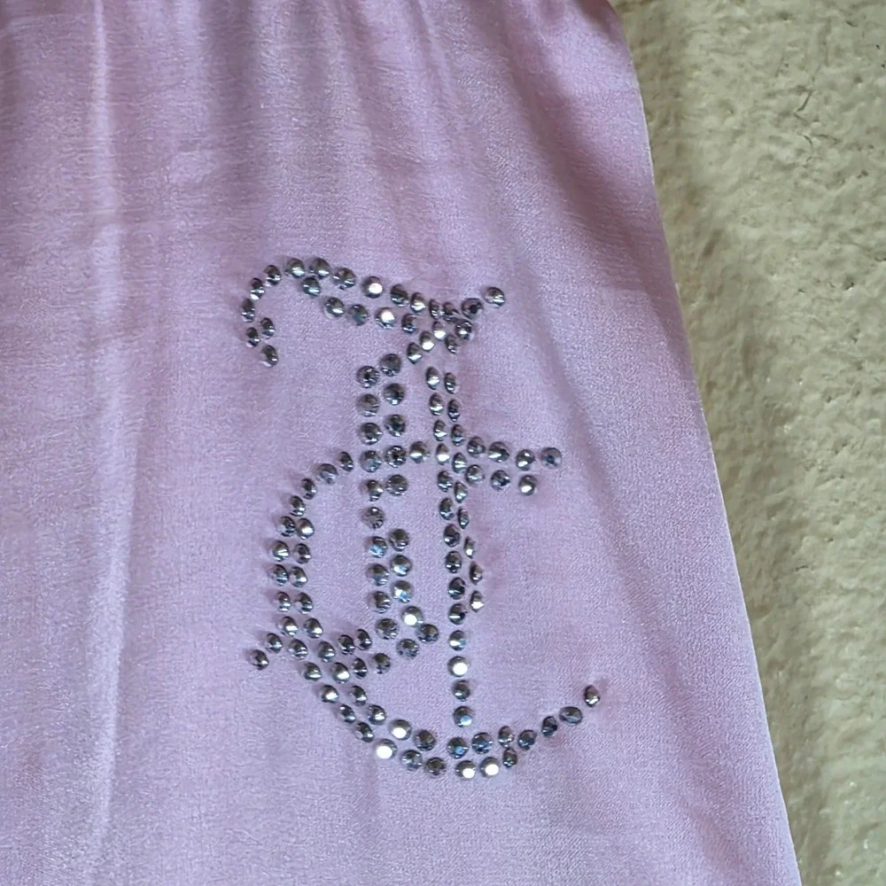 Juicy Couture Pink Satin Sleepwear Pants Rhinestone‎ Logo Wide Leg Size M lounge